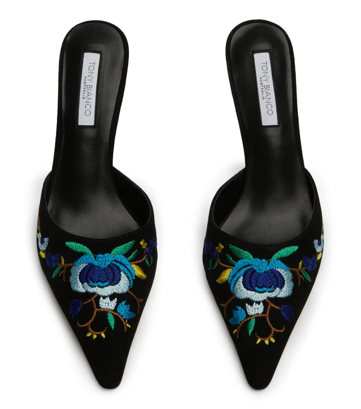 Spring Black Suede/Blue Floral