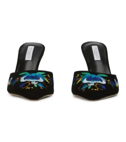 Spring Black Suede/Blue Floral