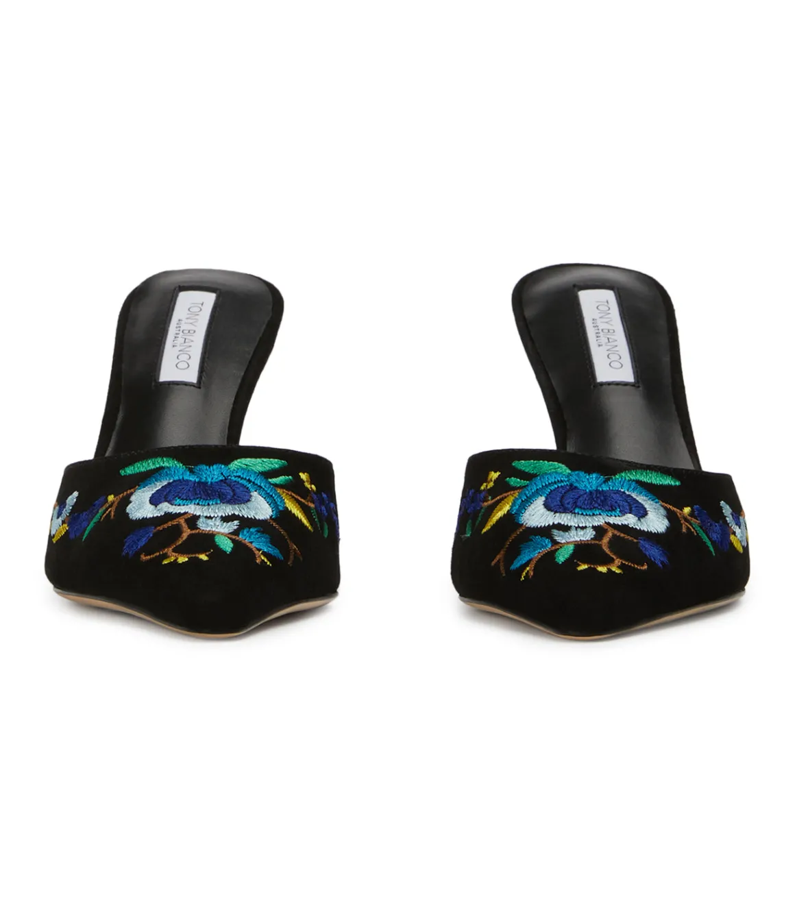 Spring Black Suede/Blue Floral