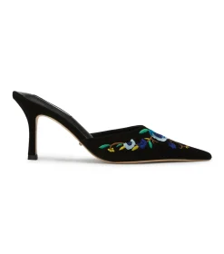 Spring Black Suede/Blue Floral